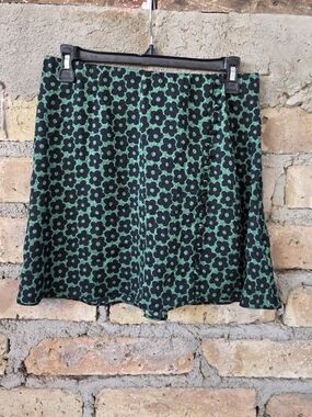 ​Urban Outfitters Green Black Floral Clover Side Button Mini Skirt Size L